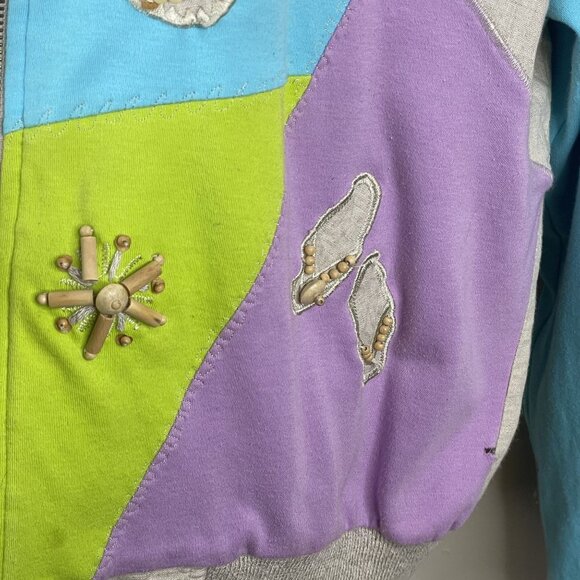 Vintage IB Diffusion Linen Bomber Jacket Large Zip 90s Cruise Vacation Hong Kong - Picture 10 of 12